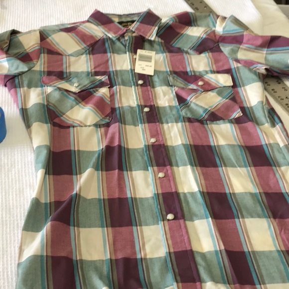 Vintage short sleeve Saddle King Western pearl button 141/2 small regular - Picture 3 of 10